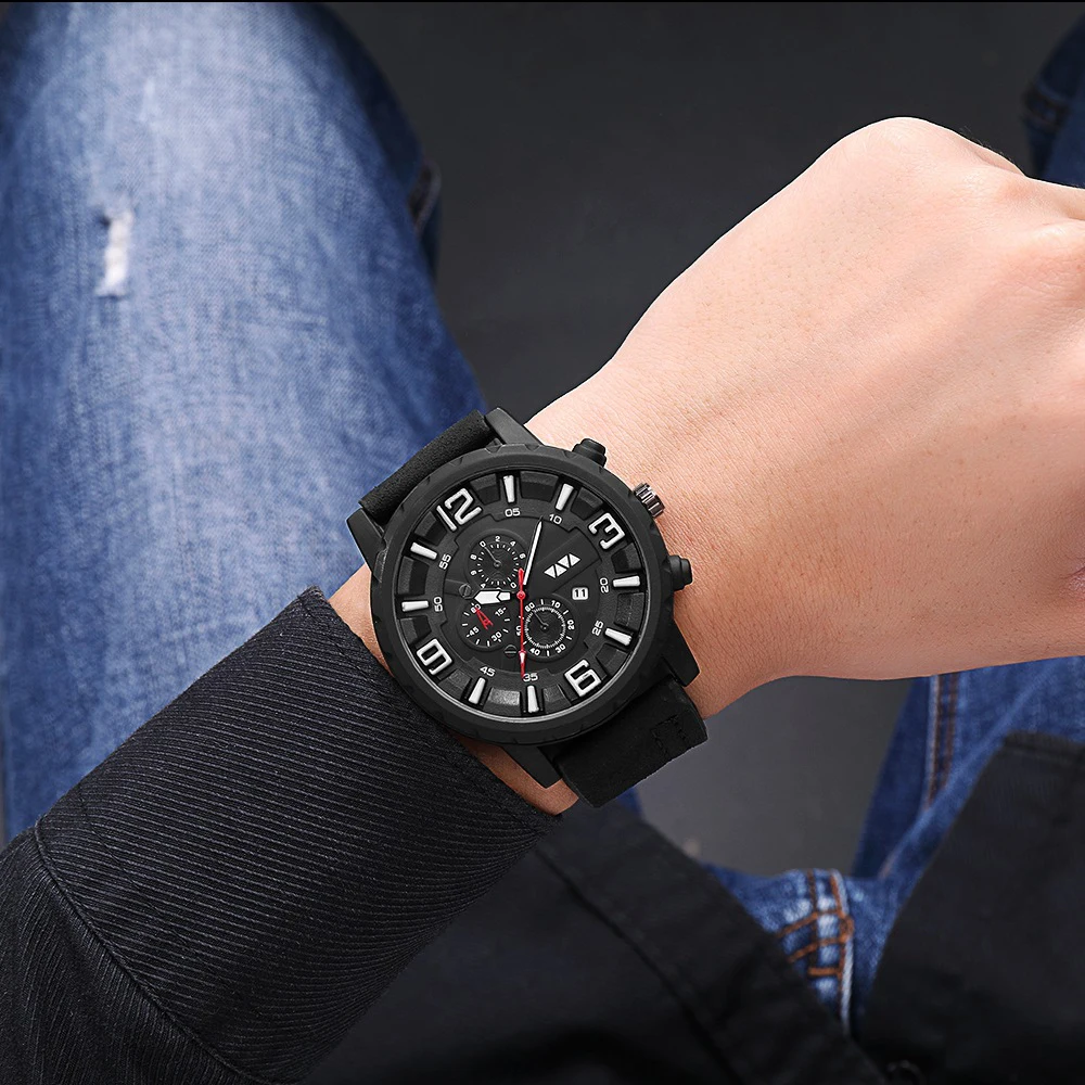 Fashion Sports Watch Men 2019 New Mens Watches Top Brand Luxury Quartz Watch Leather Waterproof Military Clock Relogio Masculino