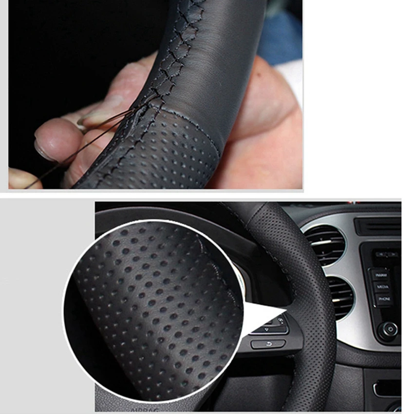 Черные чехлы на руль из искусственной кожи для Nissan Tiida 2004 2010 Sylphy 2006 2011 Versa 2007