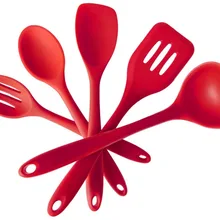 XEJONR 5 шт./компл. красная кухонная утварь для готовки набор аксессуары для посуды принадлежности гаджеты силиконовые кухонные инструменты набор