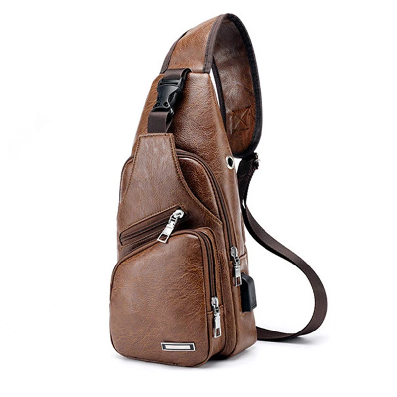 

New Casual Men External USB Charge Anti Theft Chest Bag Waist Bag Pack Travel Bag Single Long Shoulder Strap Bolsa for Feminina