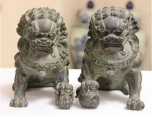 Limit the Quantity!!!Collect 1 Pair (2 item) Chinese Home FengShui Old Bronze Lion Foo Fu Dog Statue/Sculpture High:16CM /item