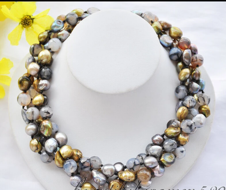 

~~ BJC 00073 bronze baroque pearl Faceted gray agate bead necklace Discount AAA