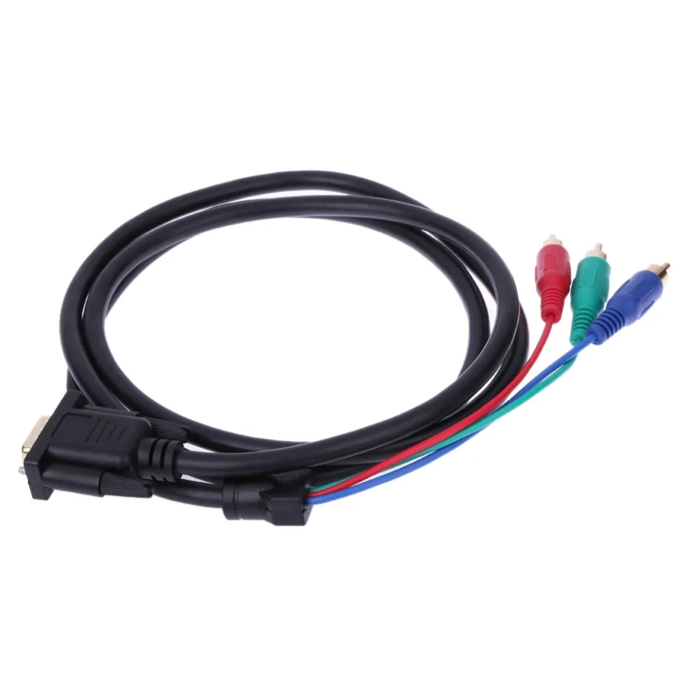 Черный 1 5 м 5Ft VGA к телевизору 3 RCA компонентный AV Премиум класс с защитой от аудио