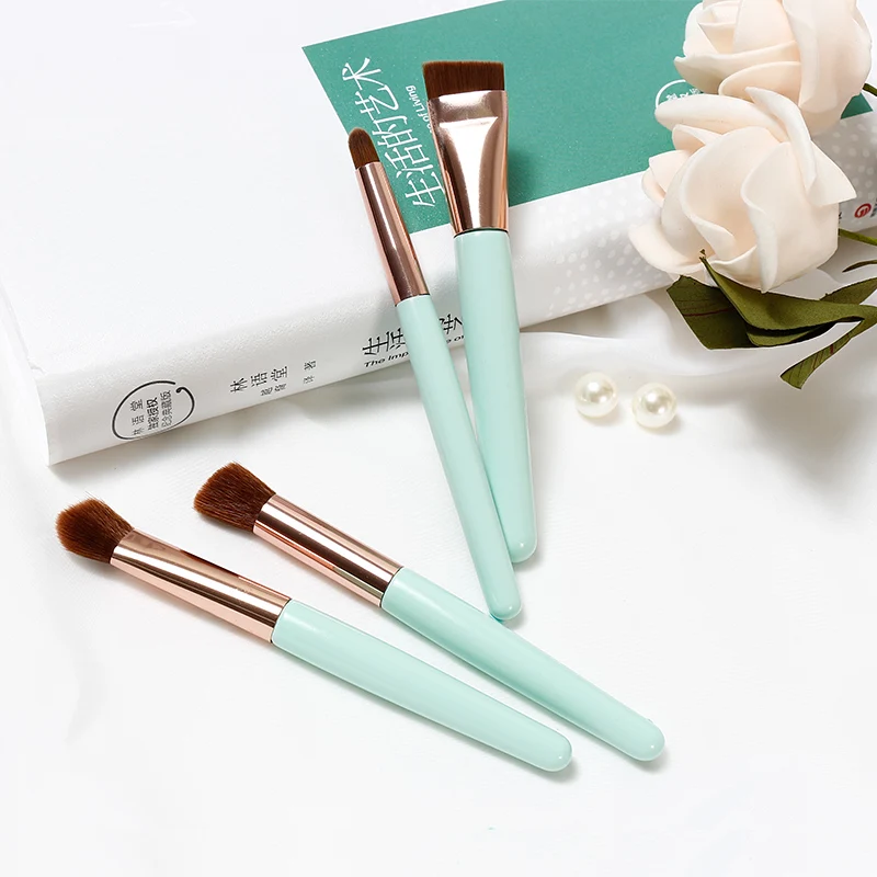 Xuemali 4Pcs Light Green Professional Makeup Brushes Set Make up Brush