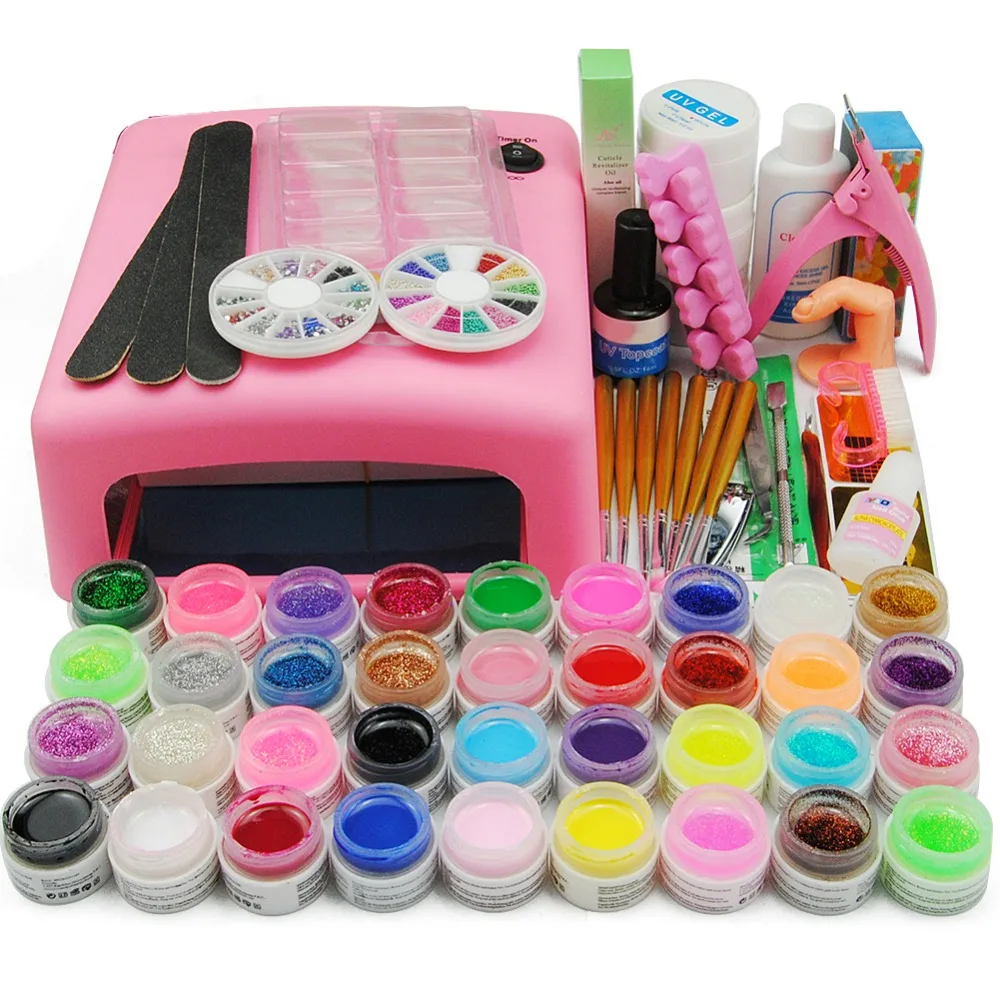 

36W Nail Dryer UV Lamp 12 UV Gel Polish Manicure Nail Set Machine UV Gel Sticker Rhinestone Set for Manicure Nail Tools Kit Sets
