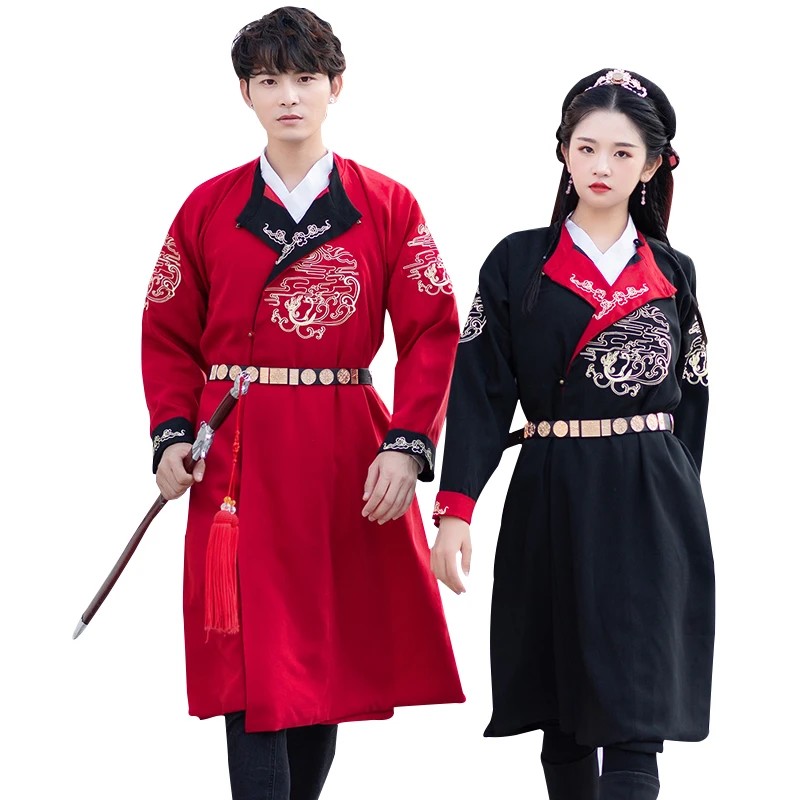 Мужская и женская hanfu костюм одежда косплей мужской Китайский древний воин халат