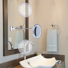 Новинка 10 раз увеличительное стекло косметическое зеркало светодиодный свет 360 градусов гибкие вращающиеся присоски ванная комната спальня ночник