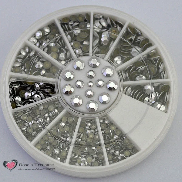 Серебряные 3D круглые акриловые металлические стразы для дизайна ногтей, инструмент для украшения колес, сплав, шпильки для ногтей, Аксессуары для мобильных телефонов 2 мм и 3 мм