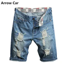 Стрелка автомобиль летние джинсовые шорты мужские джинсы мужские Джинсовые Шорты повседневные Модные Мужские бегуном шорты плюс размер 38