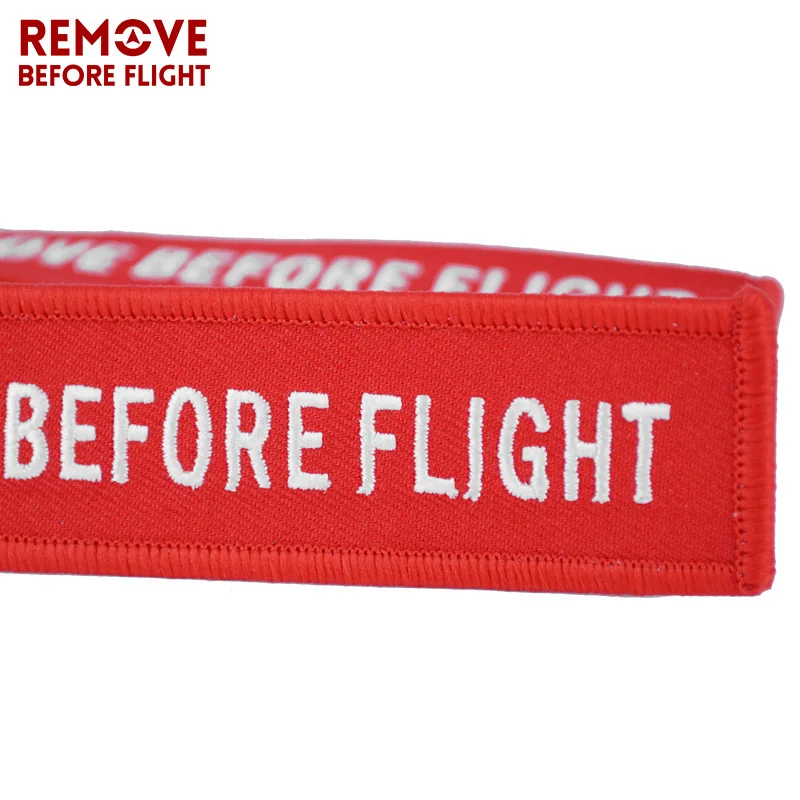 Remove Before Flight Key Chain Chaveiro Red Embroidery Keychain Ring for Aviation Gifts OEM Key Ring Jewelry Luggage Tag Key Fob4