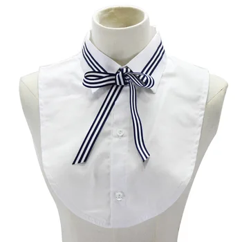 

Navy striped bow fake shirt Peter Pan Fake Collar Sweater Jacket false collar laid tie Collier Scottish plaid bow fake collar
