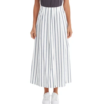 

cotton linen skirt womens stripe skirt Summer long skirt A line skirt M30212