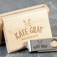 ODM OEM пользовательские свадебные фотографии Encord Логотип Деревянный зажим+ коробка USB 2,0 Версия памяти флэш-накопитель