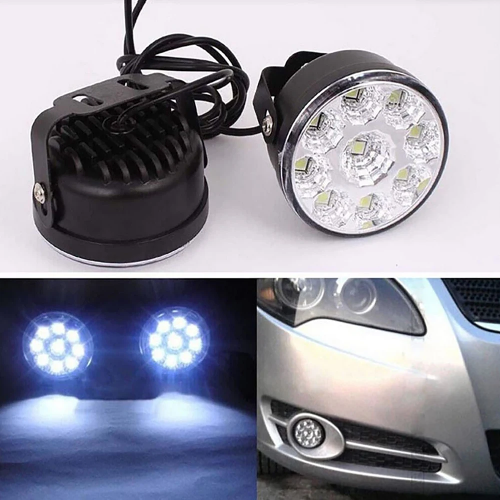 Universal 2Pcs 12V 9 LED Car Daytime Running Light Assembly Auto DRL Fog Day Accessories | Автомобили и мотоциклы