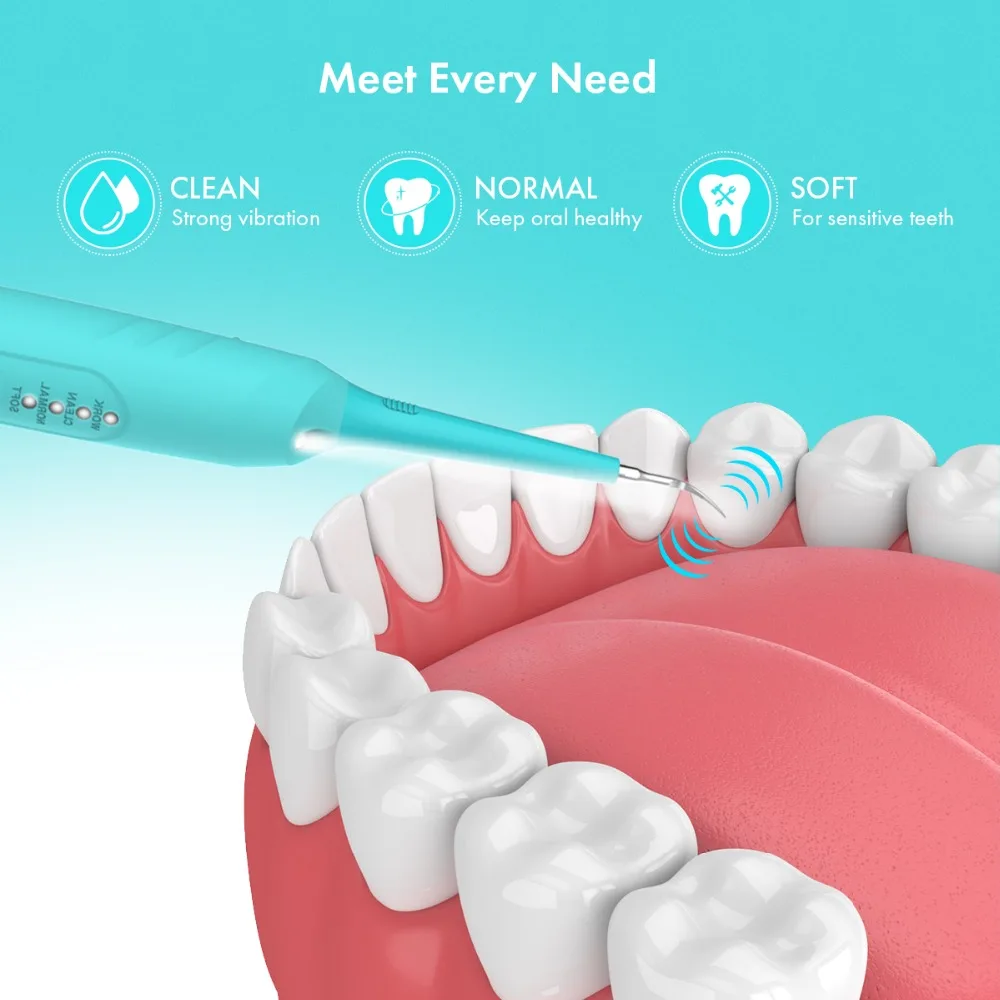 Удаление зубных камней, электрический портативный орошение полости рта Отбеливание зубов зубной камень скребок гигиены здоровья падение зеленовато-голубой