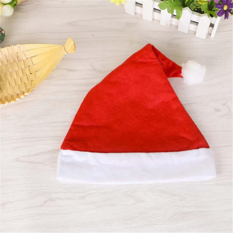 10Pcs/lot Adult Ordinary Christmas Hats Santa Hats Children Cap for Christmas Party Props New Year Gift