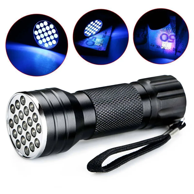

Outdoor Tools Light Torches Small Hand Held Flashlight Rechargeable Blacklight Ultraviolet LED Lamp Survival Equitment Tool