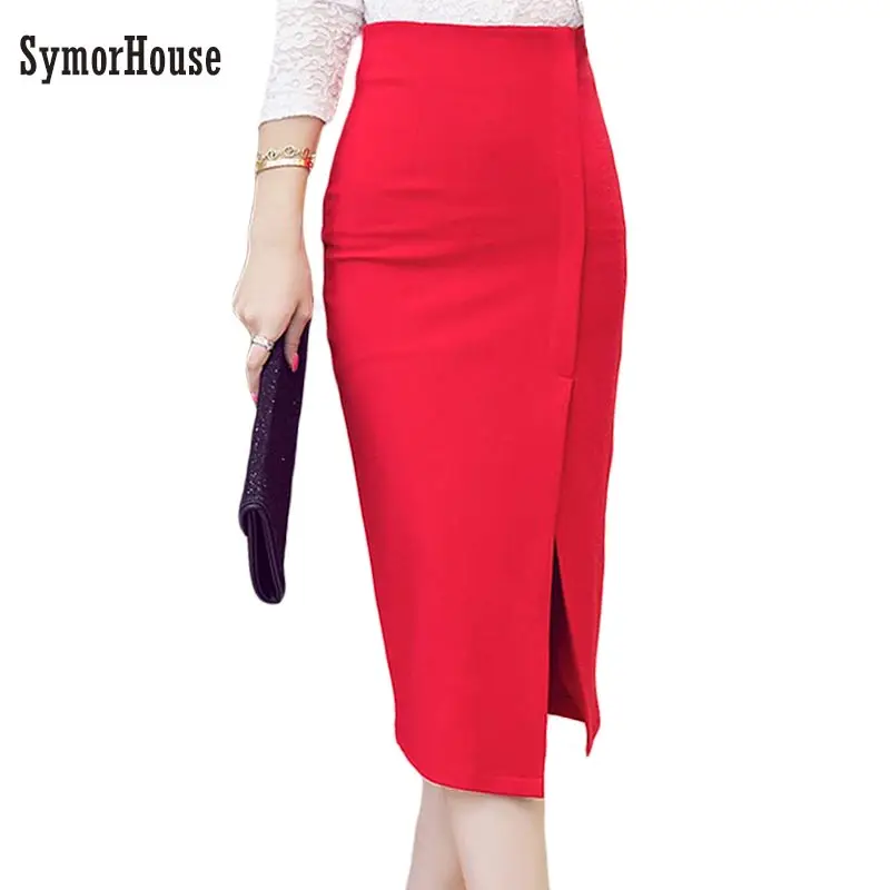 High Waist Pencil Skirt Women Plus Size Tight Bodycon Fashion Women Midi Skirt Red Black Slit Women's Office Skirt 3XL 4XL 5XL High Waist Pencil Skirt Women Plus Size Tight Bodycon Fashion Women Midi Skirt Red Black Slit Women's Office Skirt 3XL 4XL 5XL