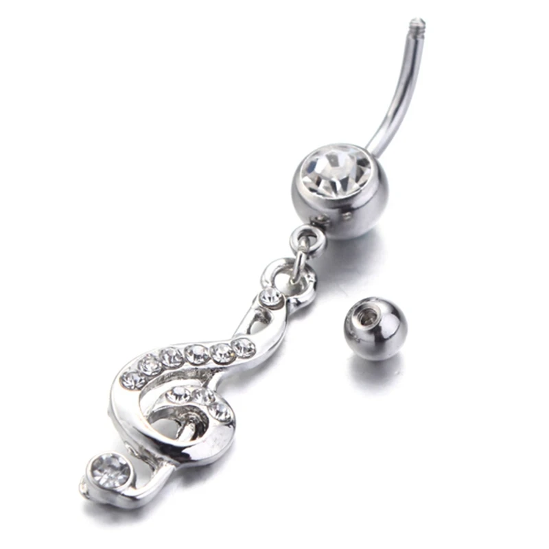 

Treble Clef Music Note Navel Ring 316L Surgical Steel Belly Button Ring Body Piercing Jewelry Navel Dangle Belly Ring
