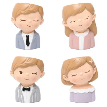 

Succulent Pot Cute Couple Cute Bonsai Cartoon Flowers Pot Resin Planter Plant Pot For Home Office Desktop Garden Decorative