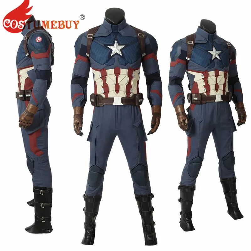 CostumeBuy Мстители: эндигра Steven Rogers Капитан Америка Косплей Костюм взрослый человек нарядное платье полный костюм Хэллоуин аксессуар