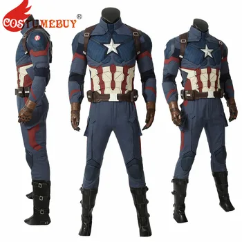 

CostumeBuy Avengers: Endgame Steven Rogers Captain America Cosplay Costume Adult Man Fancy Dress Full Suit Halloween Accessory