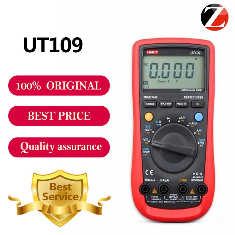

Handheld Automotive Multipurpose Meters UNI-T UT109 Auto Range Multimeters USB PC Connect Dwell Tach LCD Backlight UT109