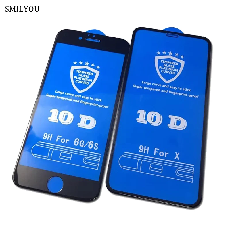 Новинка 10D закаленное стекло для iPhone 6 6S 7 8 Plus полное покрытие Защита экрана X XR XS 11