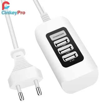 

CinkeyPro 3-Ports USB Charger 5V/3A Adapter 1M Cable Charging for iPhone 7 8 Samsung XiaoMi iPad Mobile Phone Universal