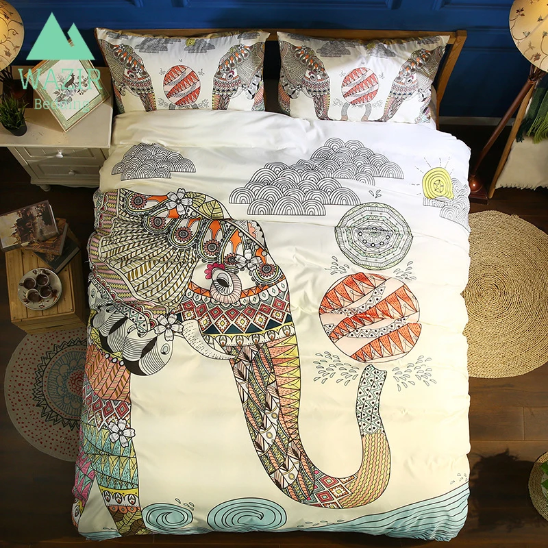 

WAZIR Bohemian Elephant 3D printing Bedding Sets 2/3Pcs Duvet Cover Set With Pillowcase Twin Queen King Size Bedroom decoration
