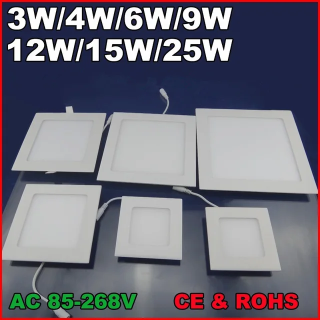 

Free shipping 25W led panel lights 2250lm warm white square recessed smd led ceiling spot panels lighting bulb