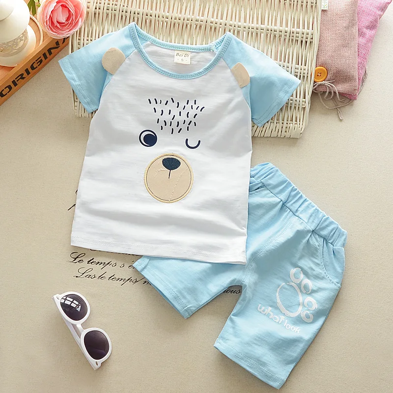 

HANQIYAHULI Baby Cartoon Clothes Set Summer Causal Kids T Shirt + Shorts 2pcs Paw animal Print Set Children's Clothing for 2-7T