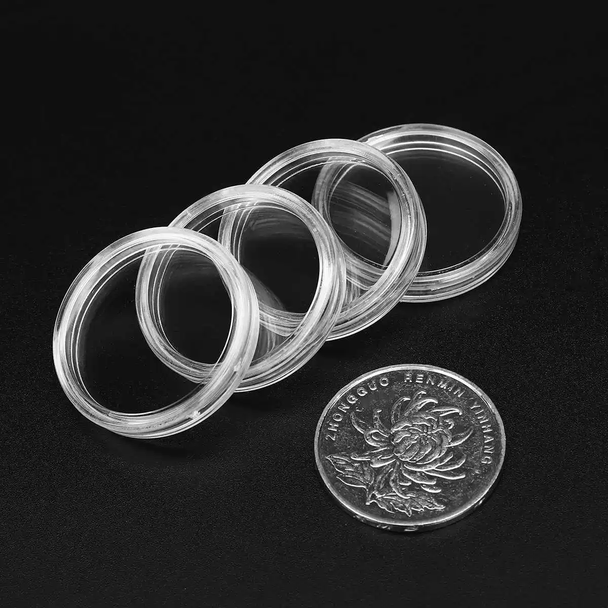 PS Clear 100 шт 25 мм Чехлы для монет капсулы держатель приложенный прозрачный портативный круглый ящик для хранения монет прозрачный
