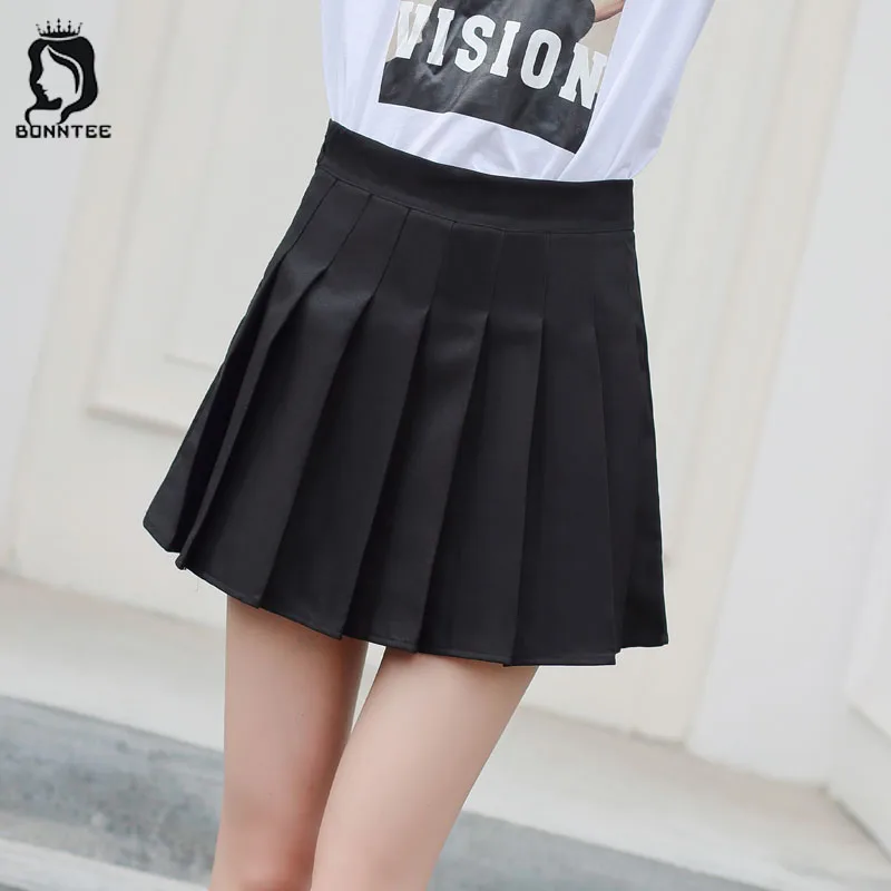 Школьные Для женщин Сплошной Цвет юбки Для женщин s плиссированные юбки Женский Высокая талия женские корейский стиль сладкий для девочек; новинка мода Студенты