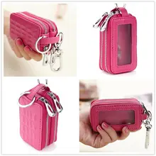 Carkey двойная молния Женская Мужская многофункциональная сумка из натуральной кожи брелок с кольцом для ключей кошелек для монет кошелек KS