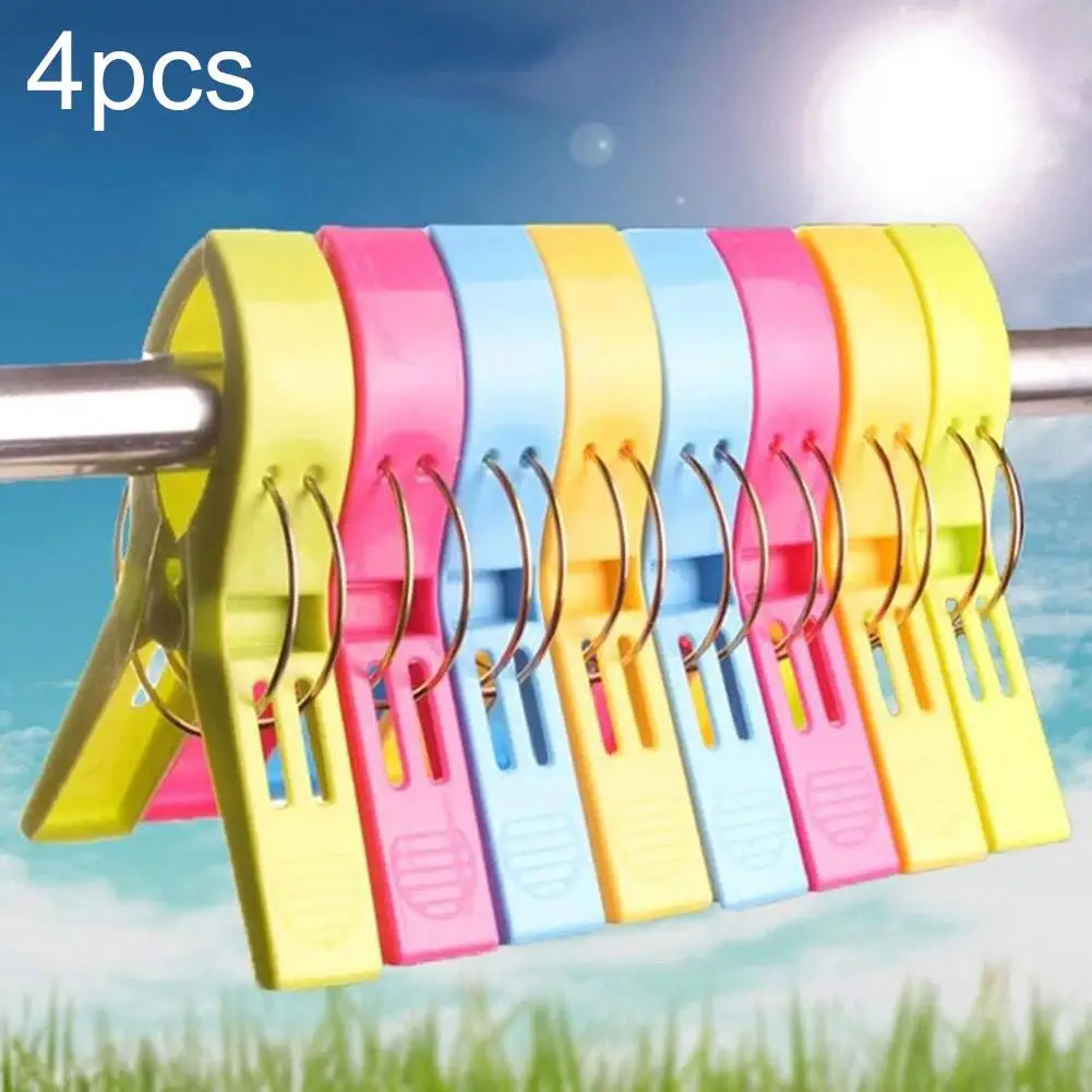 

4Pcs Jumbo Clothes Pegs Holder Beach Towel Clamp Drying Racks Retaining Clip G