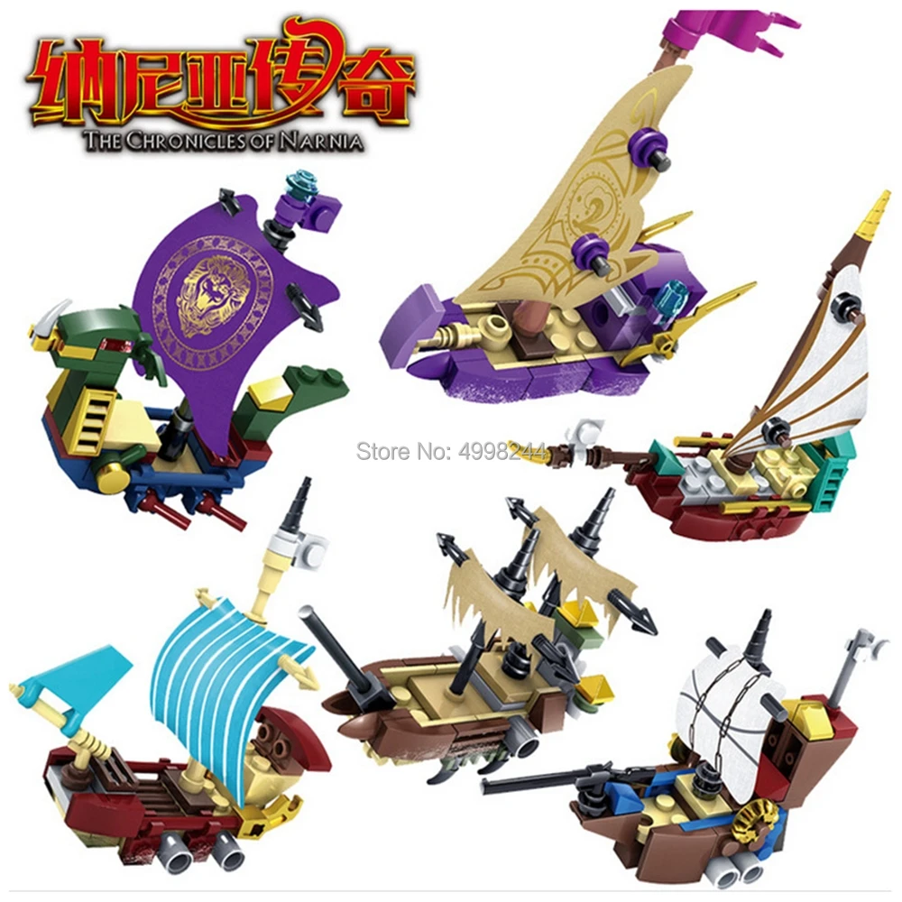 

87024 6pcs/lot chronicle of narnia pirates bounty ship boat building block 6 figures Bricks Toy
