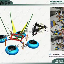 4 станции банджи батут специально для детей, с электроприводом батут для торгового центра, 4 в 1 прыгающий батут для парка