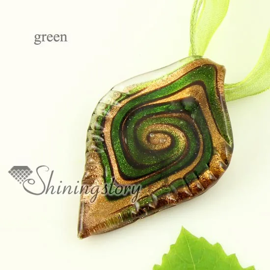 

leaf Glitter Italian venetian lampwork blown murano glass pendants for necklaces jewelry high fashion jewellery