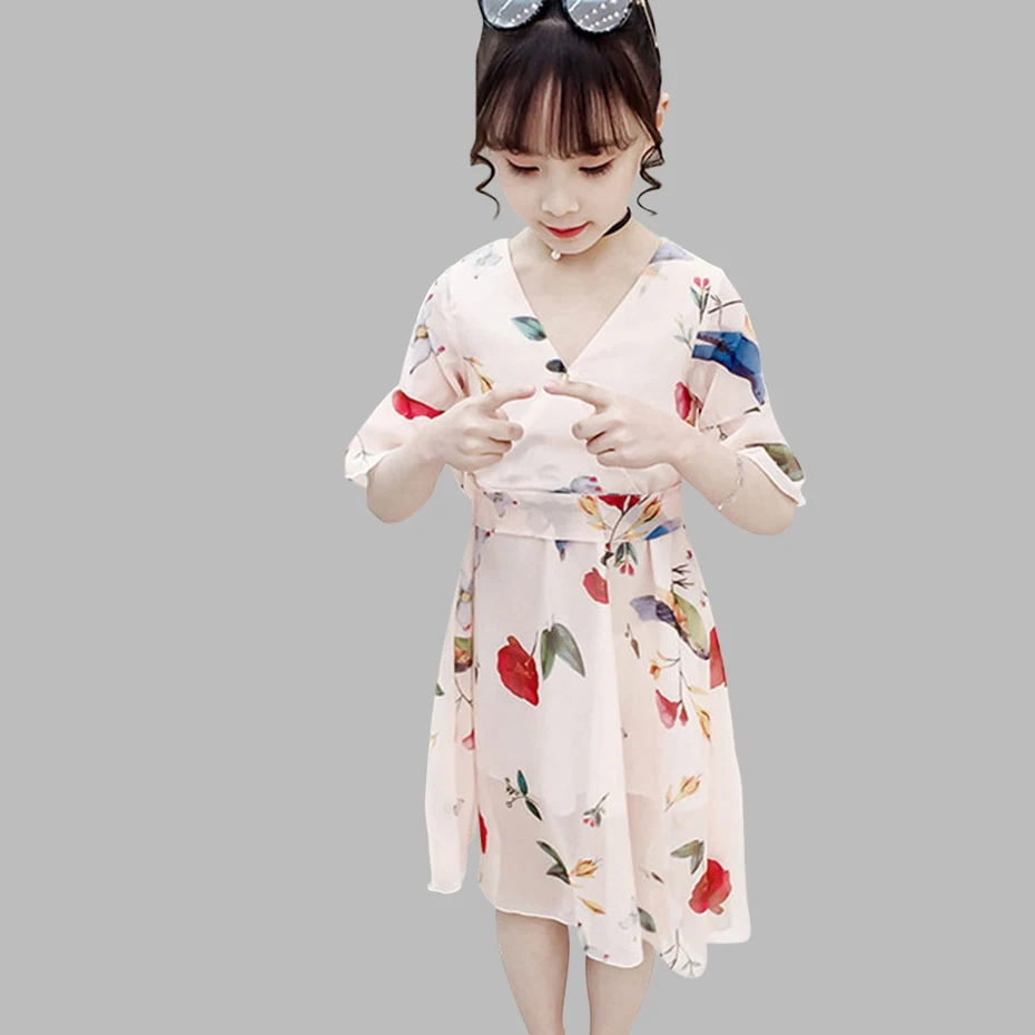 Детские платья для девочек с цветочным рисунком, летние платья для девочек, повседневные стильные платья для девочек, детская одежда для подростков, для девочек 6, 8, 10, 12, 13, 14 лет