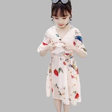 Детские платья для девочек с цветочным рисунком, летние платья для девочек, повседневные стильные платья для девочек, детская одежда для подростков, для девочек 6, 8, 10, 12, 13, 14 лет