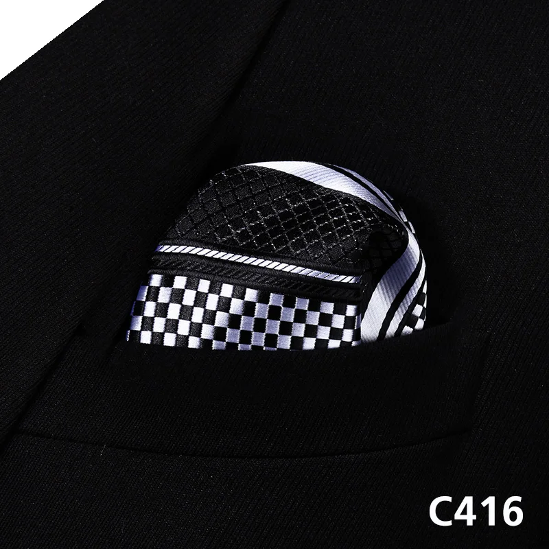 Мужской Шелковый платок в клетку с геометрическим узором, квадратный носовой платок# C4, Классические Вечерние носовые платки для свадьбы - Цвет: C416