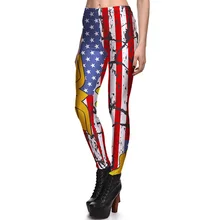 New 3888 Sexy Girl Slim Ninth Pants Retro USA Flag Wonder Women in Battle Printed Stretch Fitness Women Leggings Plus Size