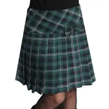 Весна осень клетчатая юбка с высокой талией плиссированная юбка размера плюс Повседневная Женская юбка