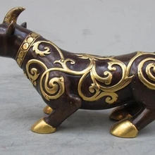 Bi002006 Китай Royal Бронзовый 24 К Золото Foo Собака зверь Единорог животных Фэн-шуй статуя