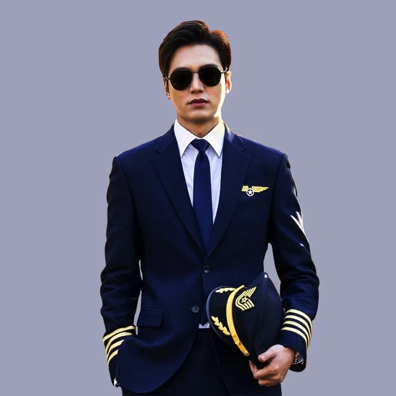 

Adult Captain uniform male airline school air cadet uniform company staff uniform suit performance costume jacket and pants