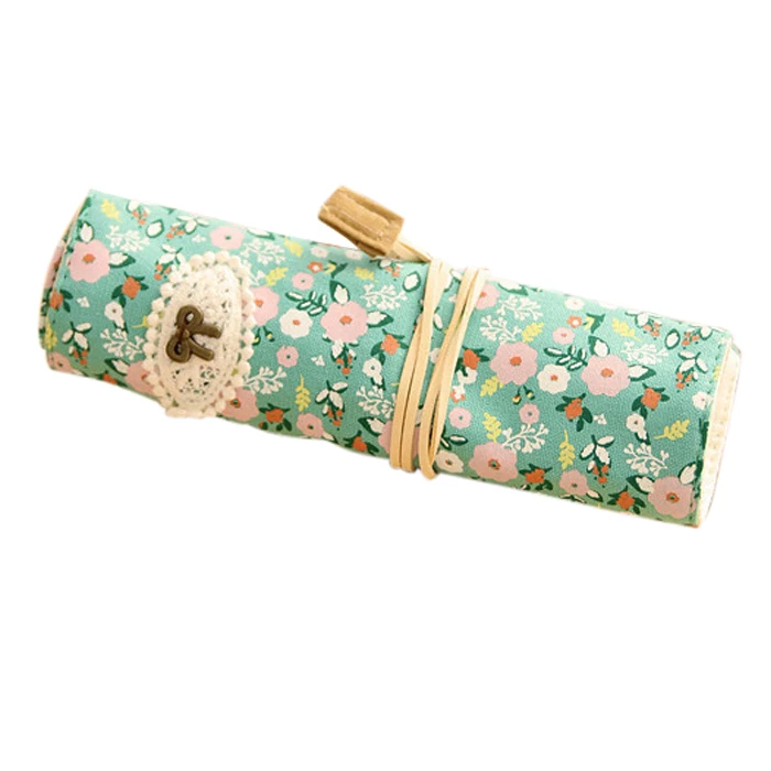 

Affordable Student Stationery Canvas Roll Up Pencil Case Pen Brush Wrap Makeup Cosmetic Bag Pattern:15. Pink Floral Flower Pou