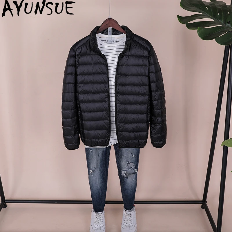 

AYUNSUE 2019 ultra light down jacket men autumn winter duck down coat for men puffer jacket men big size doudoune homme KJ2492