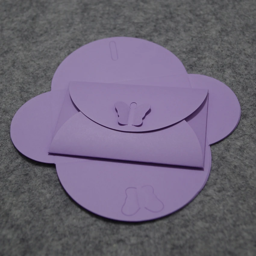 100 шт 10,5x7 см перламутровая бумага милые красочные бабочки конверты с зажимом/mailer-приглашение на празднование свадьбы, материал Vip карты, Namecards - Цвет: purple