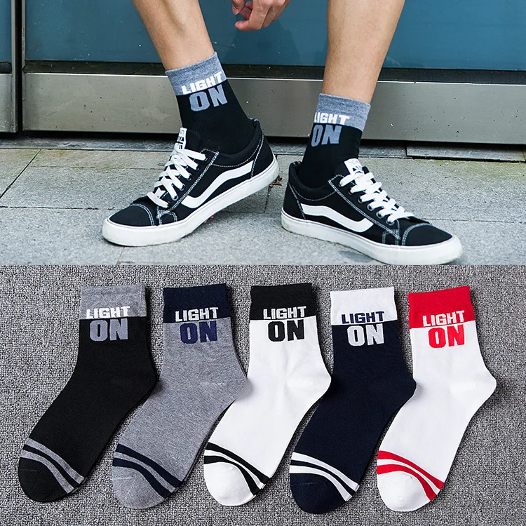 

5 Pairs/Bag New Arrive Men Outdoor Cycling Socks Cotton Sport Printing Bike Road Socks
